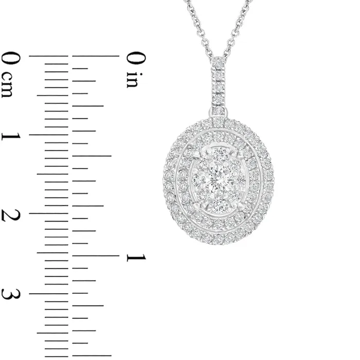 Goldia 1 CT TW Composite Oval Natural Diamond Double Frame Pendant in 10K White Gold Necklaces Goldia 1 CT TW Composite Oval Natural Diamond Double Frame Pendant in 10K White Gold Necklaces