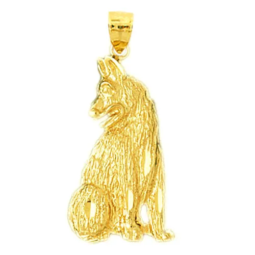 Goldia 14K Gold 27MM Dog Pendant Necklaces