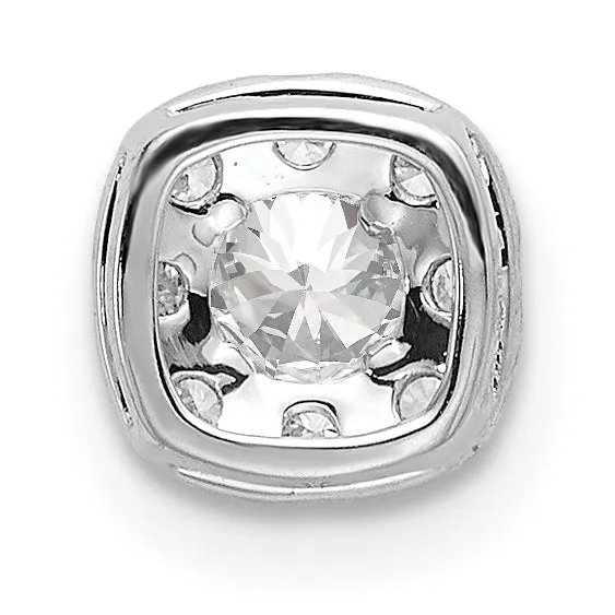 Goldia 14k White Gold 13 Ct Lab Grown Diamond VSSI G Cushion Halo Chain Slide Pendant Necklaces