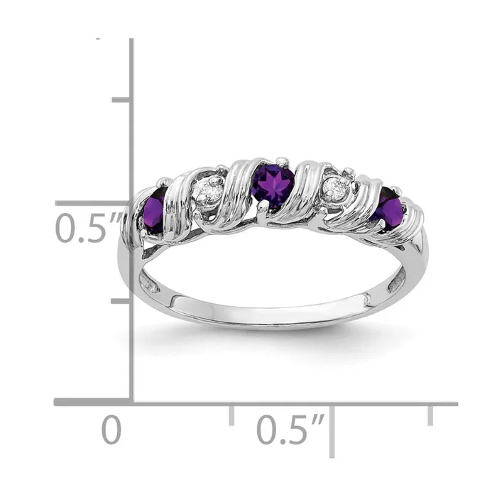 Goldia 14k White Gold 275mm Amethyst AA Diamond ring Rings
