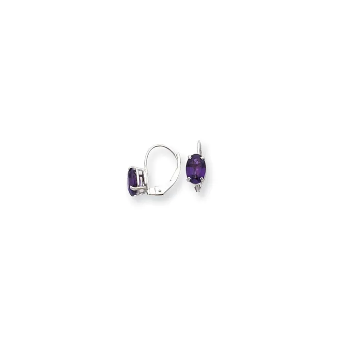 Goldia 14k White Gold 7x5mm Oval Amethyst Checker leverback Earrings Earrings Goldia 14k White Gold 7x5mm Oval Amethyst Checker leverback Earrings Earrings