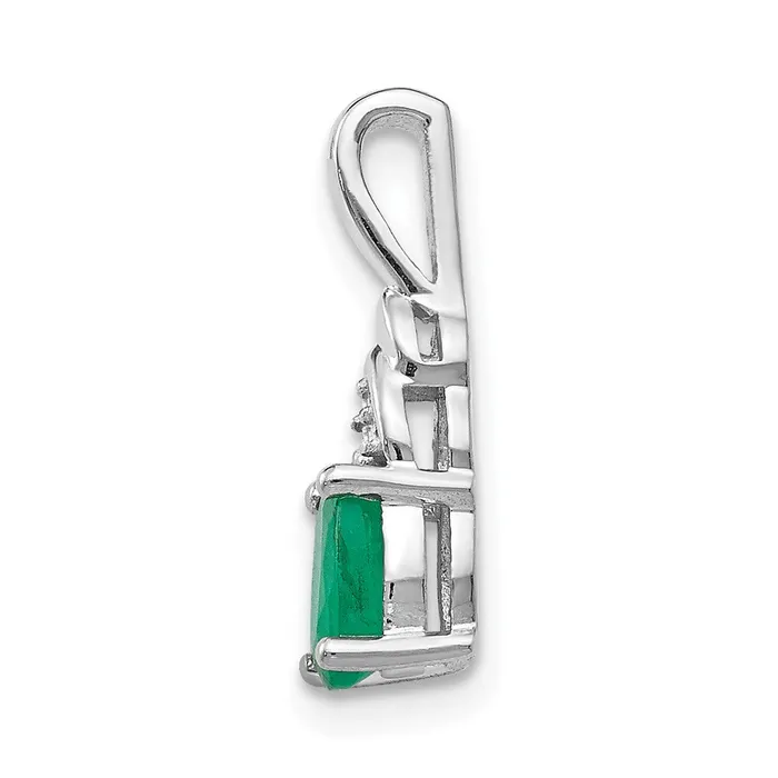 Goldia 14k White Gold Emerald and Diamond Pendant Necklaces