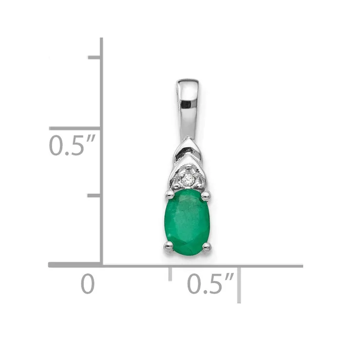 Goldia 14k White Gold Emerald and Diamond Pendant Necklaces