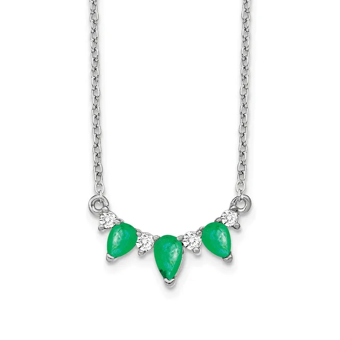 Goldia 14k White Gold Emerald and Real Diamond 18 inch Necklace Necklaces Goldia 14k White Gold Emerald and Real Diamond 18 inch Necklace Necklaces