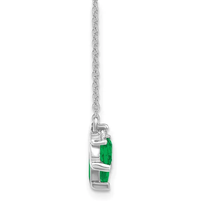 Goldia 14k White Gold Emerald and Real Diamond 18 inch Necklace Necklaces