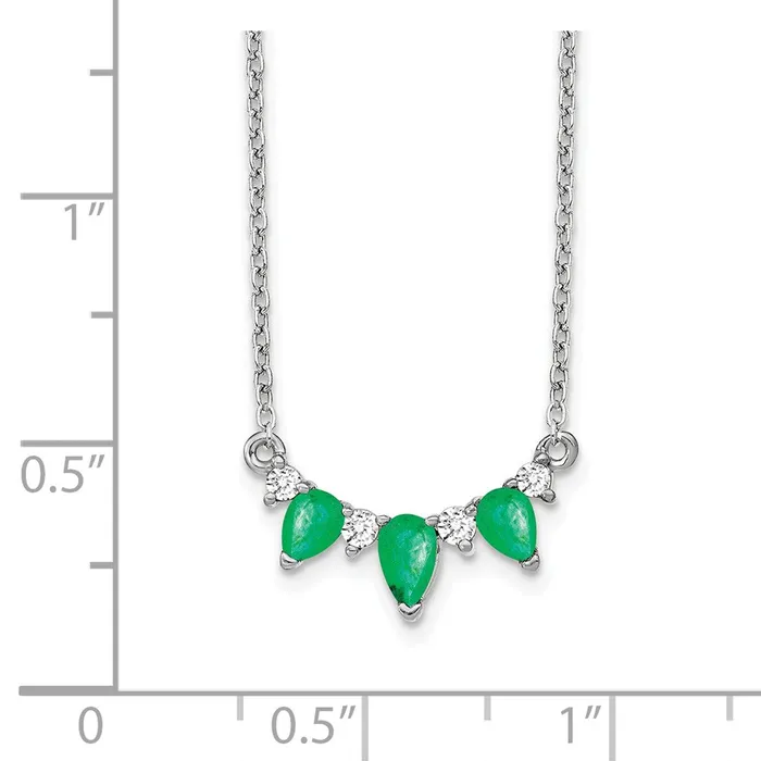 Goldia 14k White Gold Emerald and Real Diamond 18 inch Necklace Necklaces