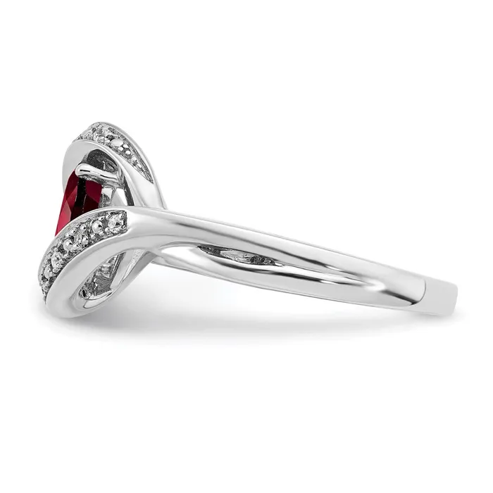 Goldia 14k White Gold Oval Garnet and Real Diamond Ring Rings