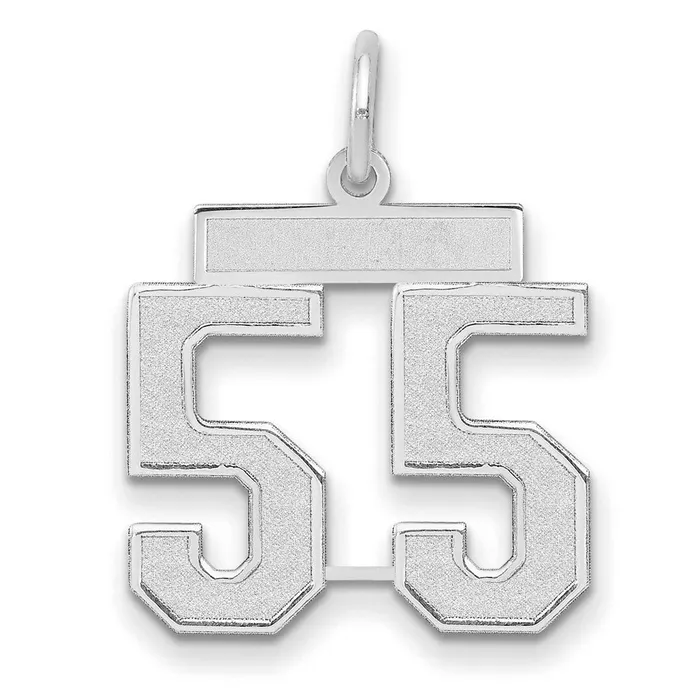 Goldia 14k White Goldw Medium Satin Number 55 Charm Charm Necklaces