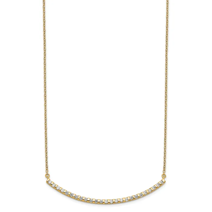 Goldia 14k Yellow Gold 12 Ct Lab Grown Diamond VSSI G 18 inch Curved Bar Necklace Necklaces