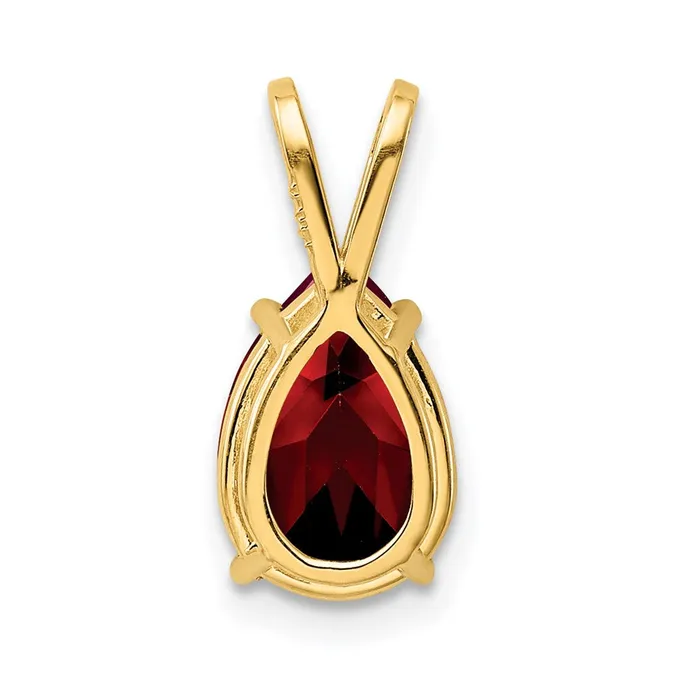 Goldia 14K Yellow Gold 10x7mm Pear Garnet pendant Necklaces