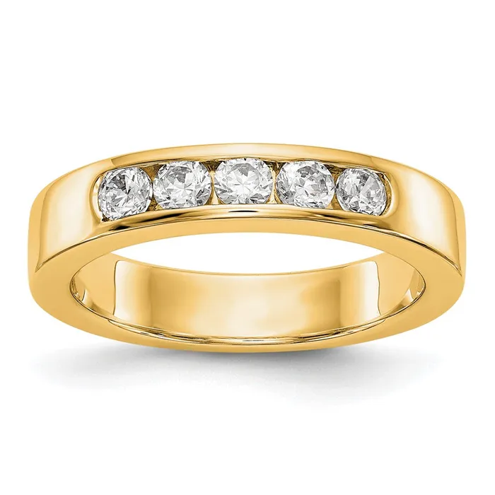 Goldia 14K Yellow Gold 5Stone Real Diamond Channel Band Rings
