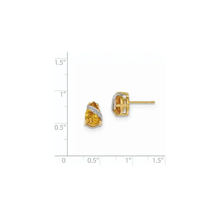 Goldia 14k Yellow Gold Citrine and Real Diamond Earrings Earrings