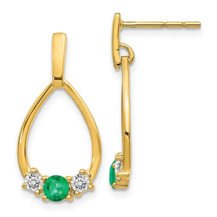 Goldia 14k Yellow Gold Emerald and White Sapphire Post Dangle Earrings Earrings Goldia 14k Yellow Gold Emerald and White Sapphire Post Dangle Earrings Earrings