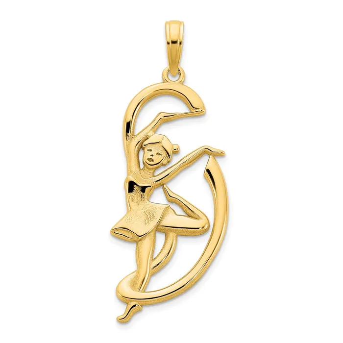 Goldia 14k Yellow Gold Gymnast w Ribbon Pendant PreStyled Sets