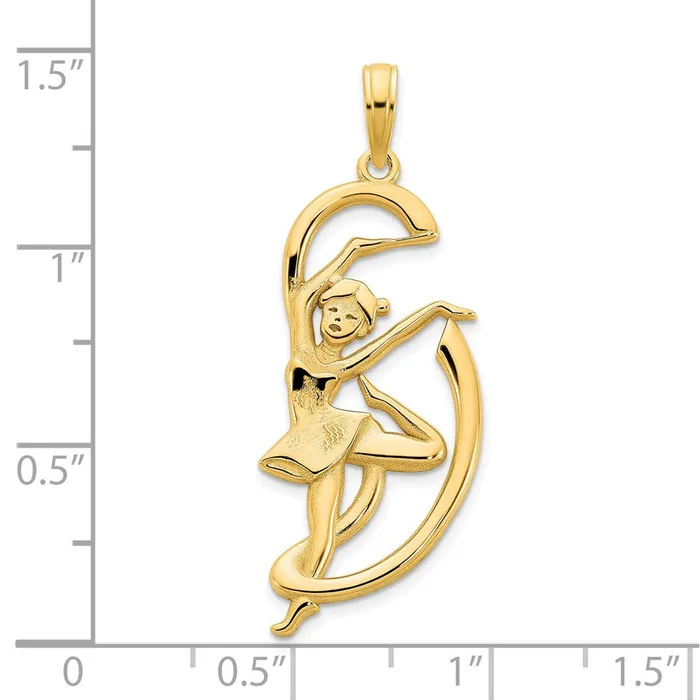Goldia 14k Yellow Gold Gymnast w Ribbon Pendant PreStyled Sets