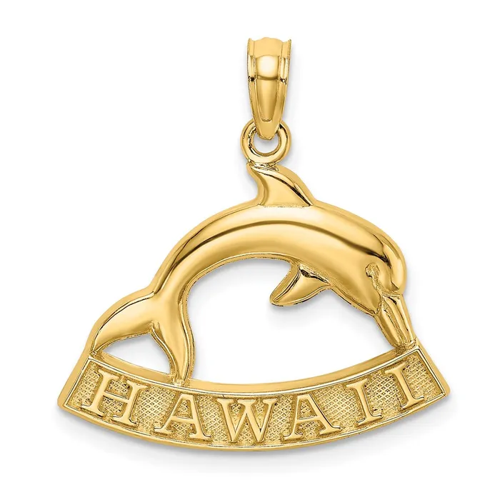 Goldia 14k Yellow Gold HAWAII Dolphin Charm Charm Necklaces