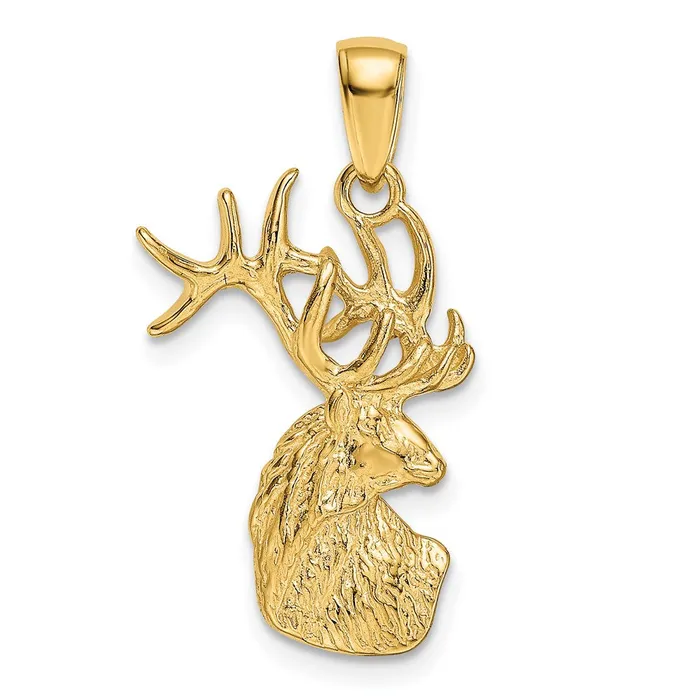 Goldia 14k Yellow Gold Polished Deer Head Charm Charm Necklaces