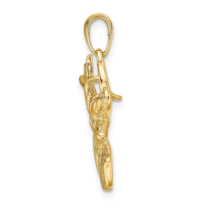Goldia 14k Yellow Gold Polished Deer Head Charm Charm Necklaces