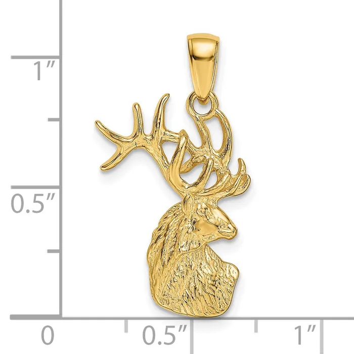 Goldia 14k Yellow Gold Polished Deer Head Charm Charm Necklaces