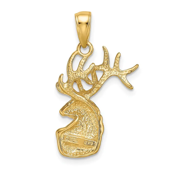 Goldia 14k Yellow Gold Polished Deer Head Charm Charm Necklaces