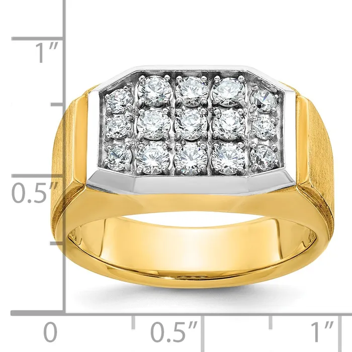 Goldia 14k Yellow u0026 Rhodium Gold Mens Polished and Satin Diamond Ring Mounting Rings