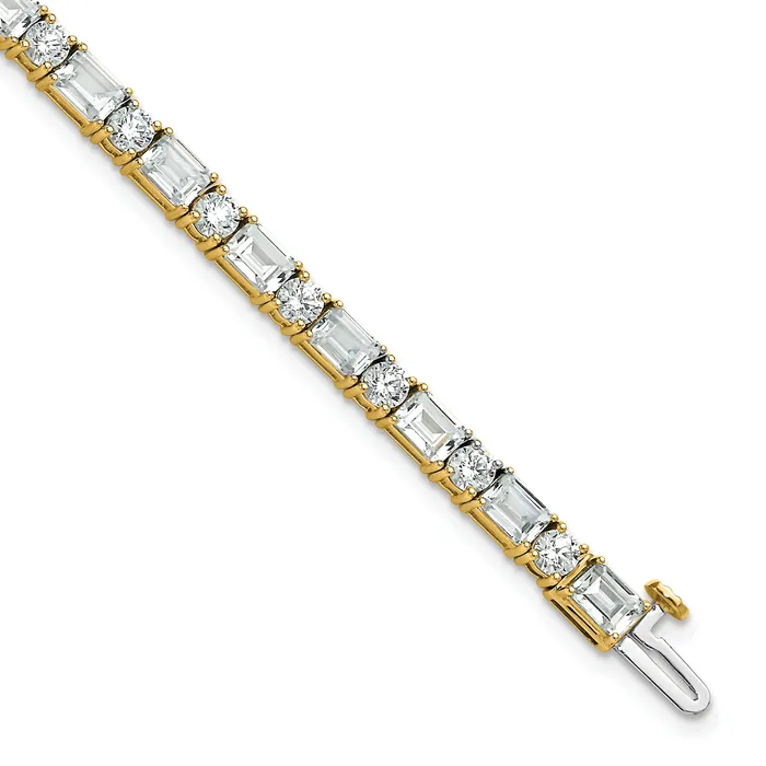 Goldia Bracelets 14k Yellow Gold 10 Ct Lab Grown Diamond VSFG Emerald and Round 7 inch Tennis Bracelet Goldia Bracelets 14k Yellow Gold 10 Ct Lab Grown Diamond VSFG Emerald and Round 7 inch Tennis Bracelet