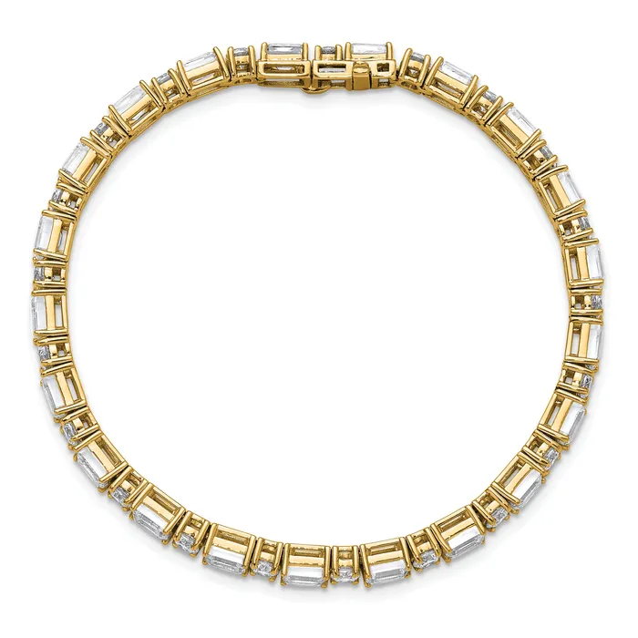Goldia Bracelets 14k Yellow Gold 10 Ct Lab Grown Diamond VSFG Emerald and Round 7 inch Tennis Bracelet