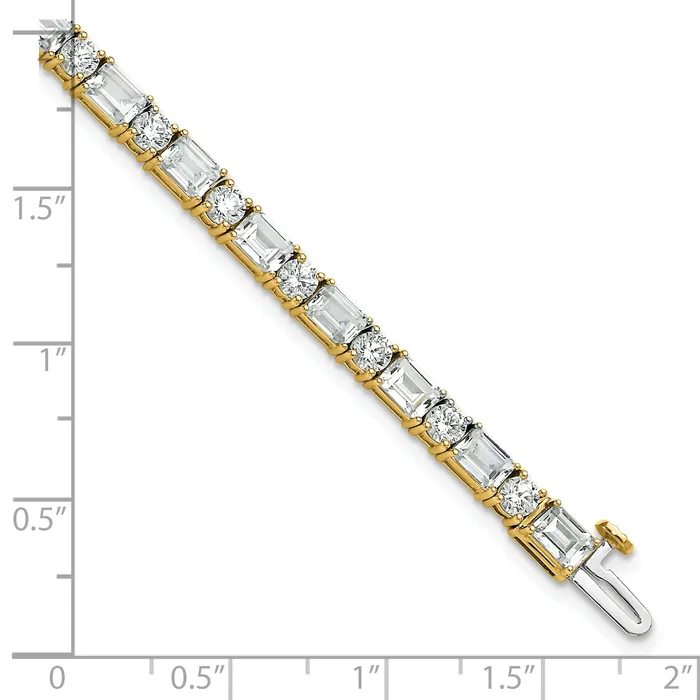 Goldia Bracelets 14k Yellow Gold 10 Ct Lab Grown Diamond VSFG Emerald and Round 7 inch Tennis Bracelet