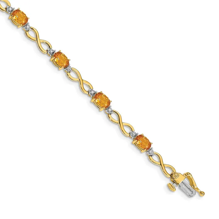 goldiaca Bracelets 14k Yellow Gold Citrine Natural Diamond Infinity Bracelet goldiaca Bracelets 14k Yellow Gold Citrine Natural Diamond Infinity Bracelet