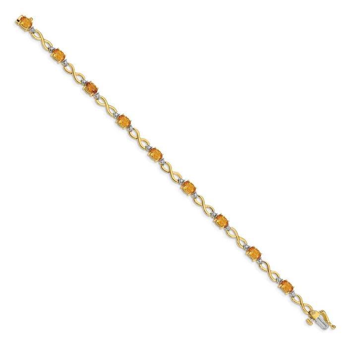 goldiaca Bracelets 14k Yellow Gold Citrine Natural Diamond Infinity Bracelet