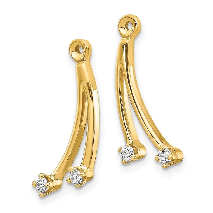 goldiaca Earrings 18 Ct Two Stones Dangle Natural Diamond Earring Jacket in 14K Yellow Gold