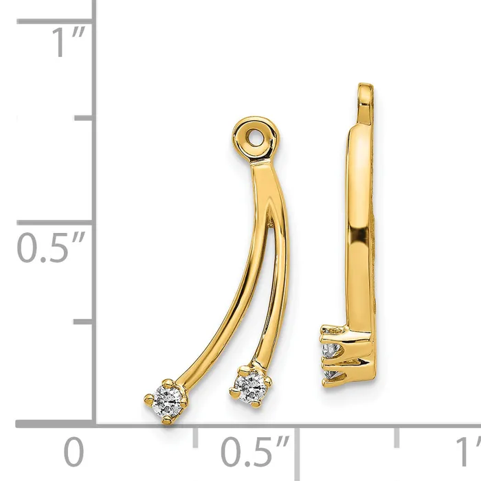 goldiaca Earrings 18 Ct Two Stones Dangle Natural Diamond Earring Jacket in 14K Yellow Gold