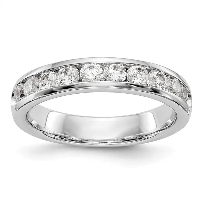 goldiaca Rings 14K White Gold 10Stone Real Diamond Channel Band