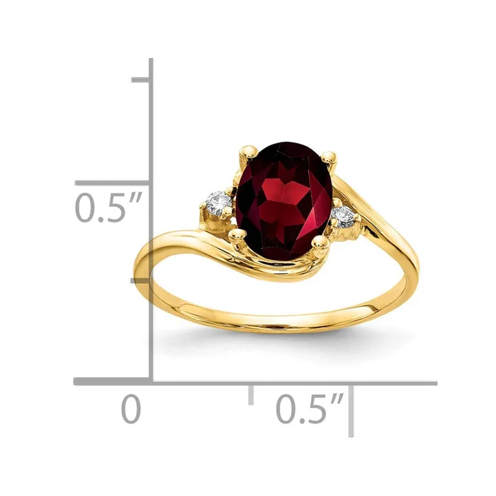 goldiaca Rings 14K Yellow Gold 8x6mm Oval Garnet AAA Real Diamond ring