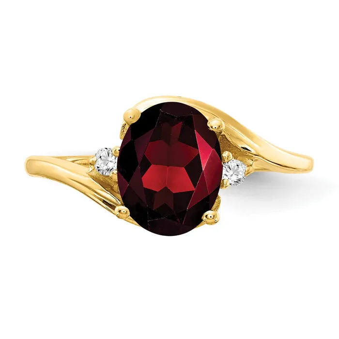 goldiaca Rings 14K Yellow Gold 8x6mm Oval Garnet AAA Real Diamond ring