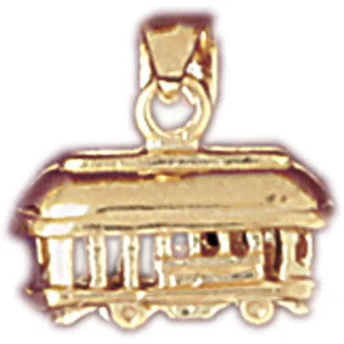 Goldia Charm Necklaces 14K Gold 3D Tram Trolley Charm