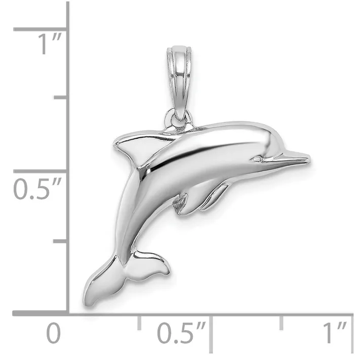 Goldia Charm Necklaces 14k White Gold 3D Puffed Dolphin Charm