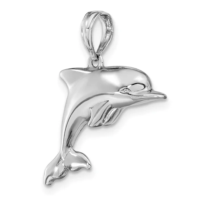 Goldia Charm Necklaces 14k White Gold 3D Puffed Dolphin Charm