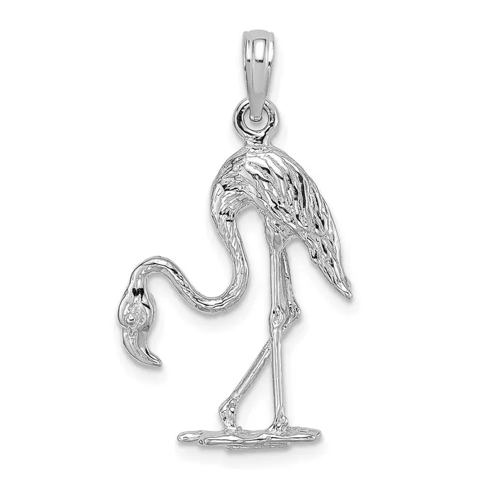 Goldia Charm Necklaces 14k White Gold 3D Textured Flamingo Charm