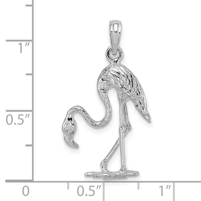 Goldia Charm Necklaces 14k White Gold 3D Textured Flamingo Charm