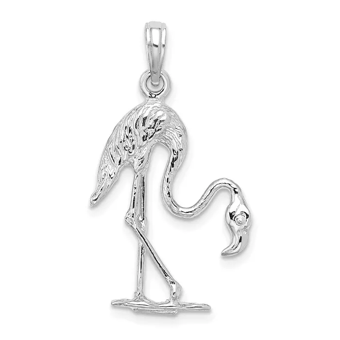 Goldia Charm Necklaces 14k White Gold 3D Textured Flamingo Charm