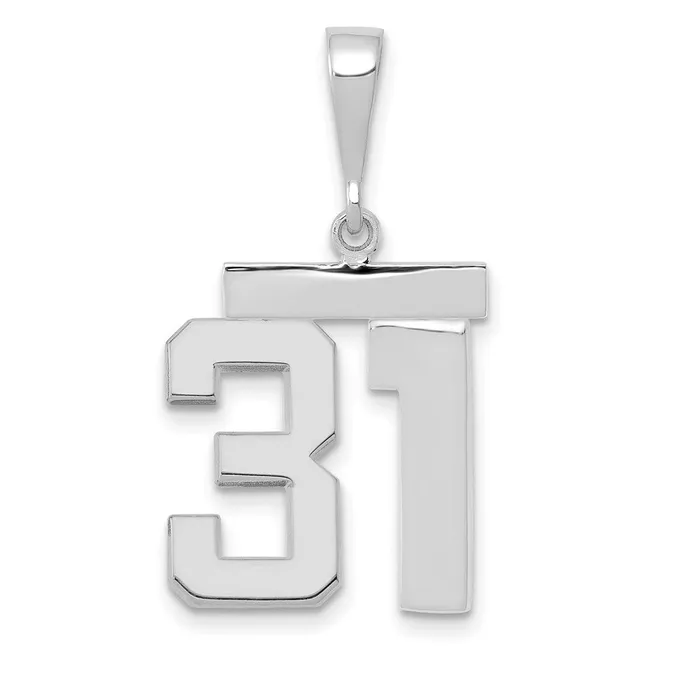 Goldia Charm Necklaces 14k White Goldw Medium Polished Number 31 Charm