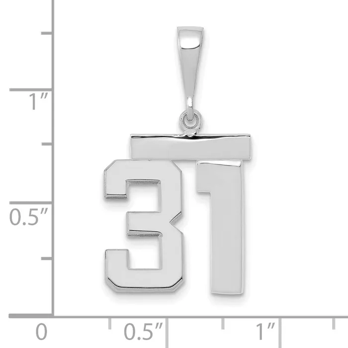 Goldia Charm Necklaces 14k White Goldw Medium Polished Number 31 Charm
