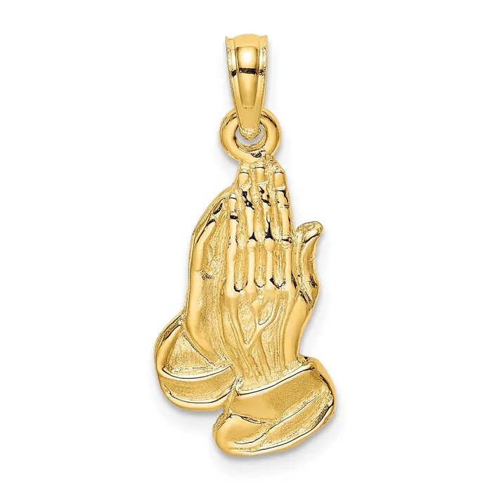 Goldia Charm Necklaces 14k Yellow Gold 2D Praying Hands Charm
