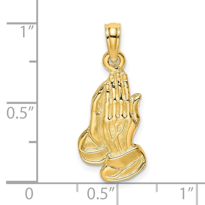 Goldia Charm Necklaces 14k Yellow Gold 2D Praying Hands Charm