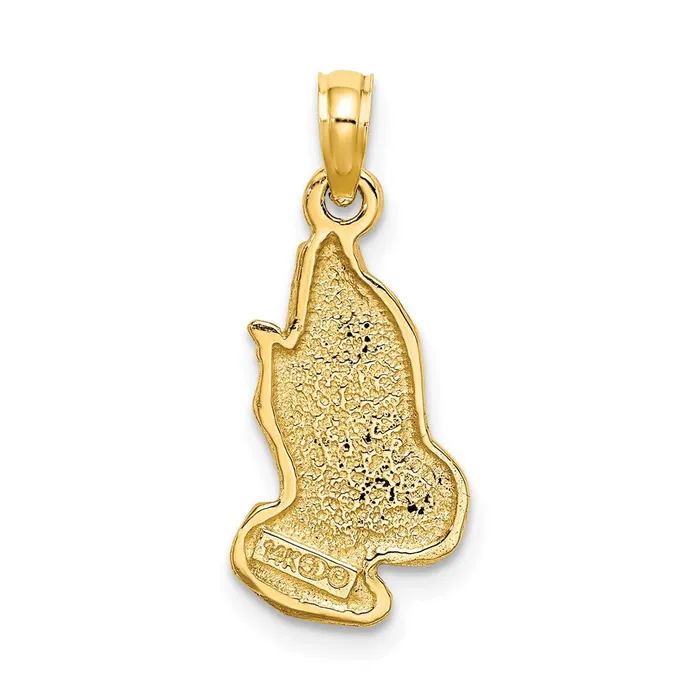 Goldia Charm Necklaces 14k Yellow Gold 2D Praying Hands Charm