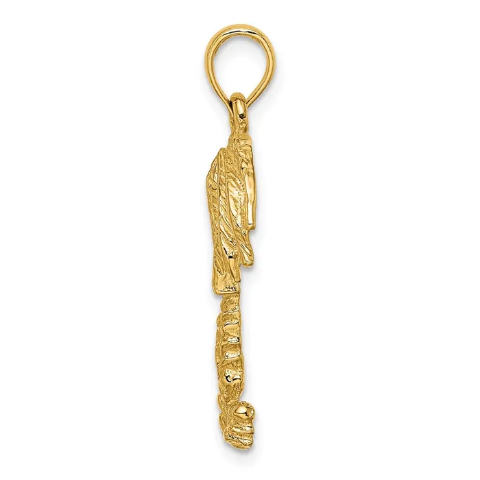 Goldia Charm Necklaces 14k Yellow Gold 2D Textured Single Palm Tree Charm