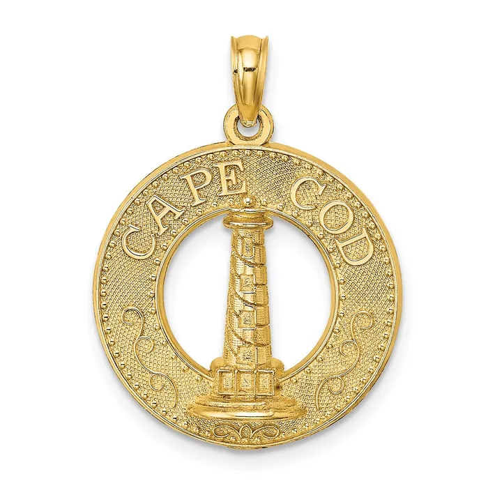 Goldia Charm Necklaces 14k Yellow Gold CAPE COD Lighthouse Charm