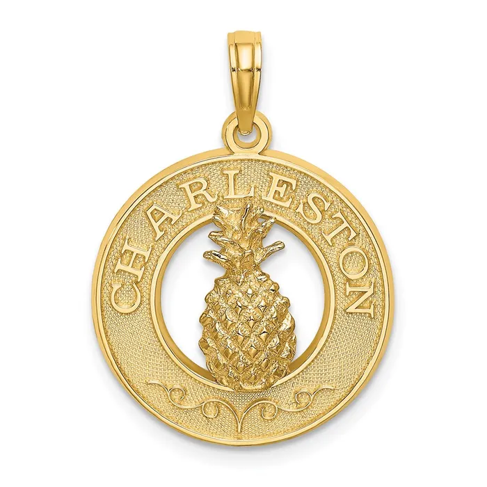 Goldia Charm Necklaces 14k Yellow Gold CHARLESTON Pineapple Charm