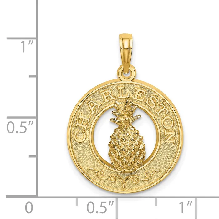 Goldia Charm Necklaces 14k Yellow Gold CHARLESTON Pineapple Charm